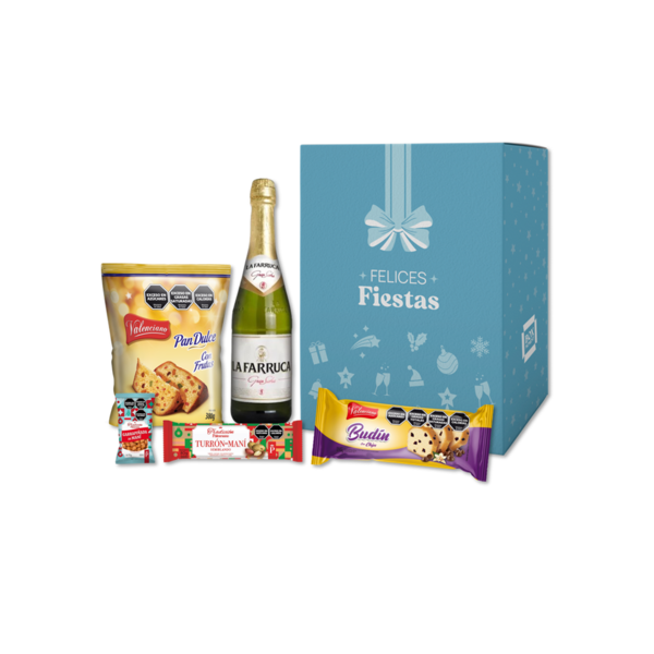 Caja Navideña Celeste - (Económica)