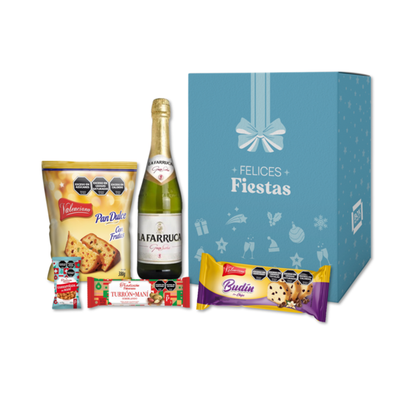 Caja Navideña Celeste - (Económica)